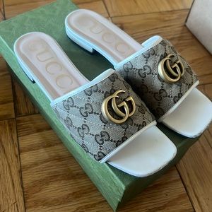Gucci Canvas Slides with double Gs